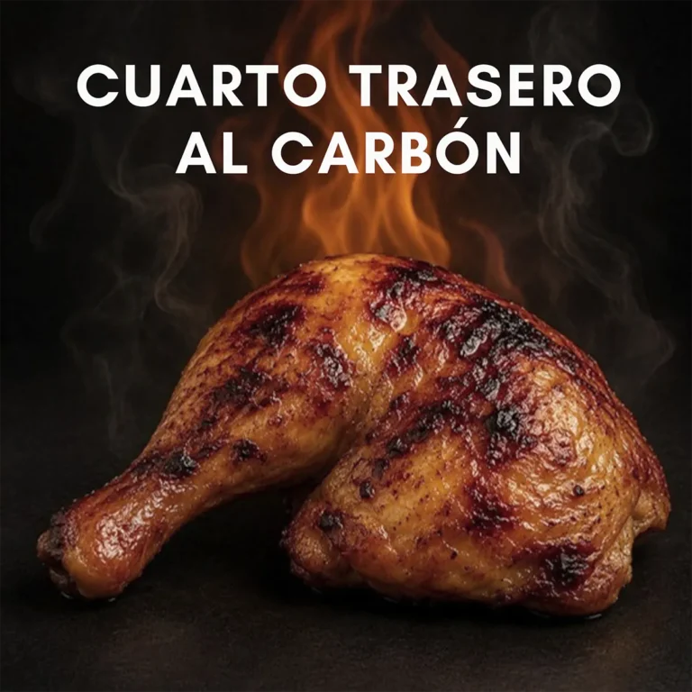 Cuarto trasero de Pollo asado al carbón desmenuzado Producto quinta gama de elaboración propia de La Casa de las Brasas