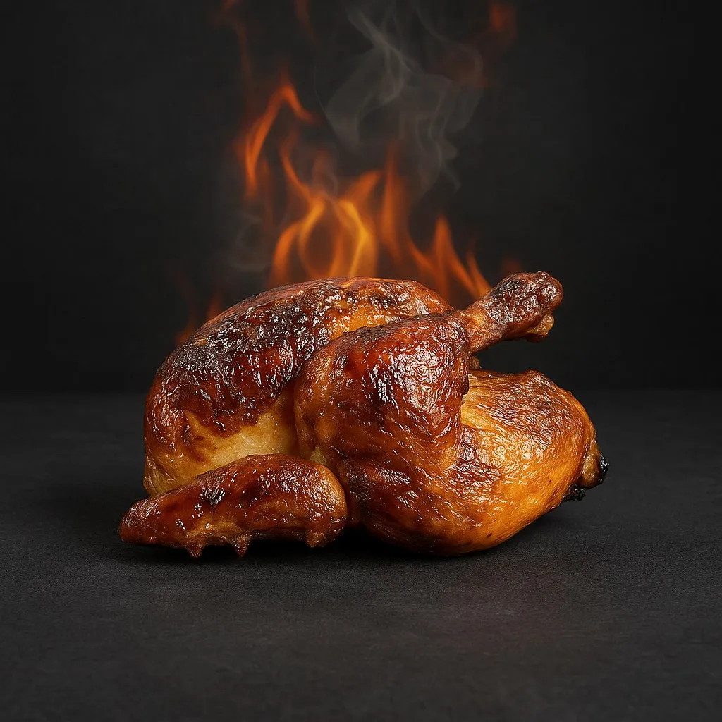 Pollo asado artesanal al carbón de encina en La Casa de las Brasas Madrid