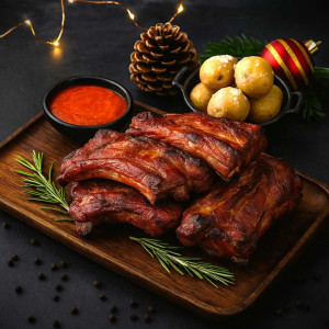 MENÚ DE COSTILLAS CLÁSICAS AL CARBÓN con mojo
